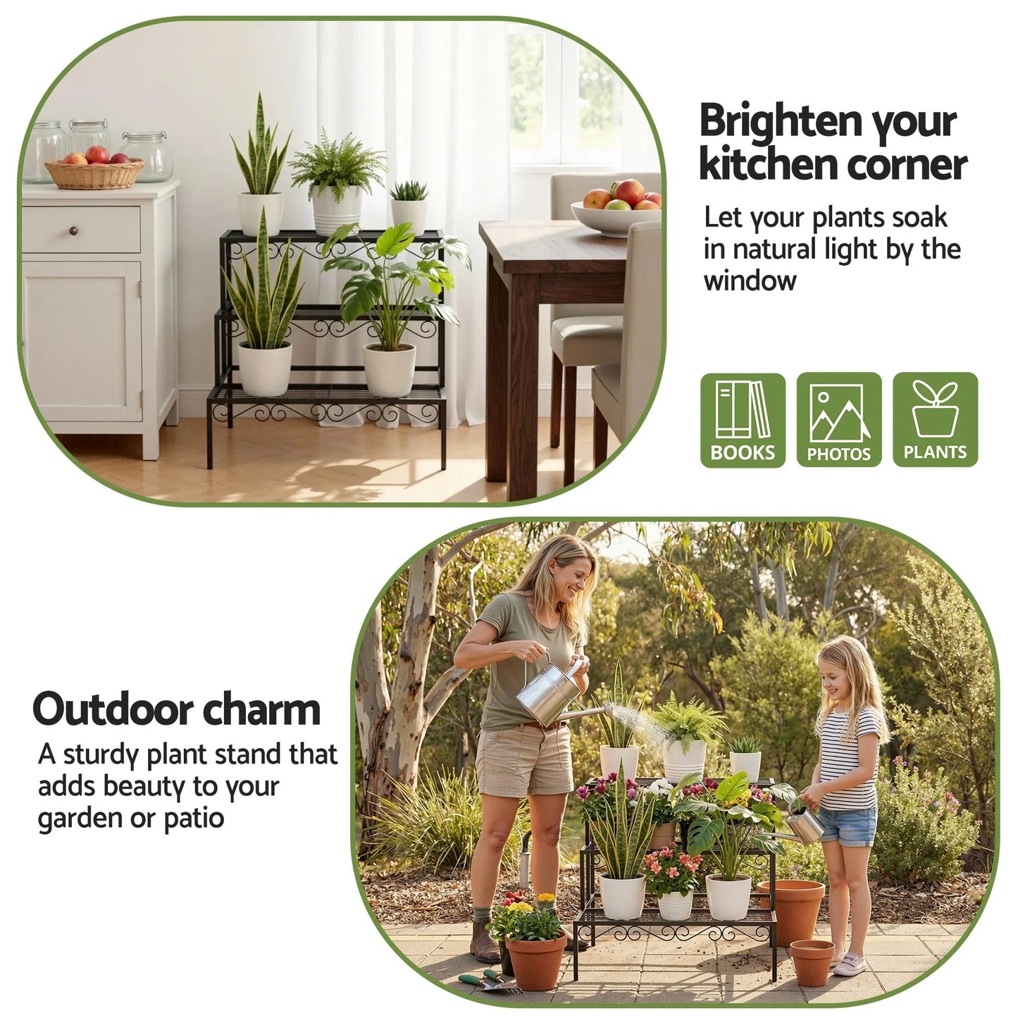 Artiss Plant Stand 3 Tier Metal Corner Plant Shelf Multiple Flower Holder Rack - Mekamart Australia