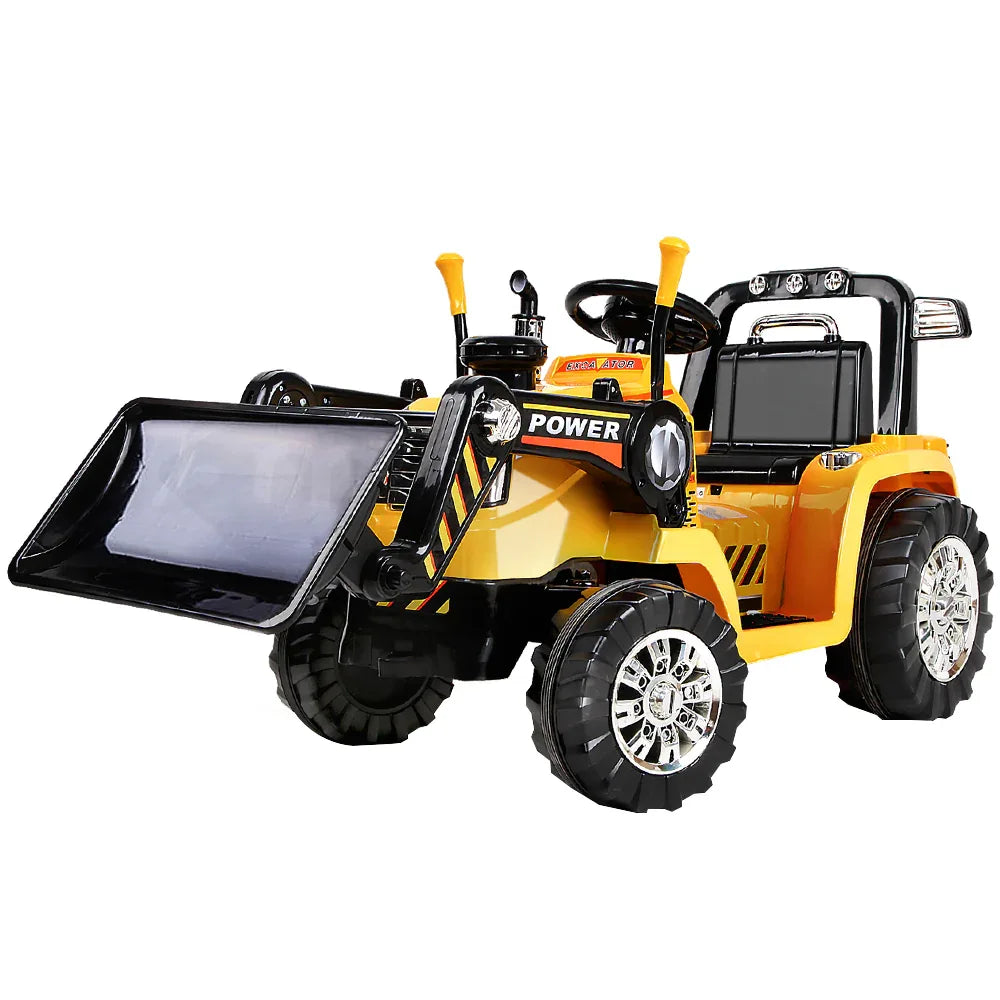 Rigo Kids Electric Ride On Car Bulldozer Digger Loader Remote 6V Yellow - Mekamart Australia