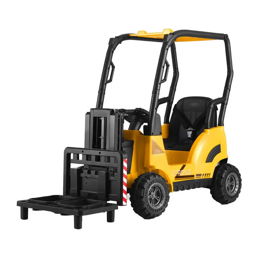 Rigo Kids Electric Ride On Car Forklift Loader Toys Cars Horn Remote 12V Yellow - Mekamart Australia