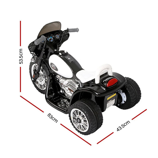 Rigo Kids Electric Ride On Patrol Police Car Harley-Inspired 6V Black - Mekamart Australia