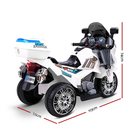 Rigo Kids Electric Ride On Patrol Police Car BMW-Inspired S1K 6V Battery White - Mekamart Australia