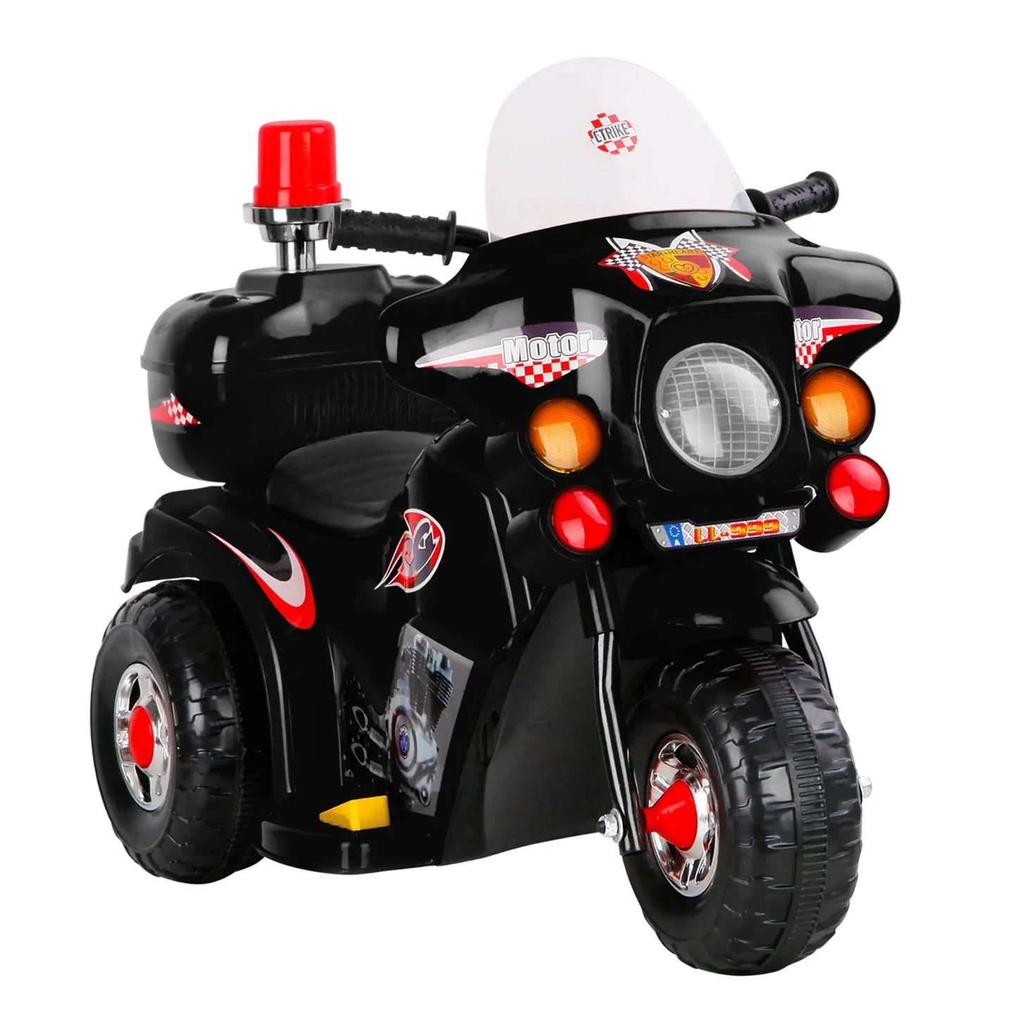 Rigo Kids Electric Ride On Police Motorcycle Motorbike 6V Battery Black - Mekamart Australia