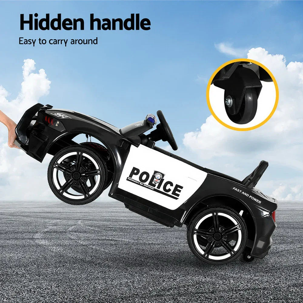 Rigo Kids Ride On Car Electric Patrol Police Cars Battery Powered Toys 12V Black - Mekamart Australia