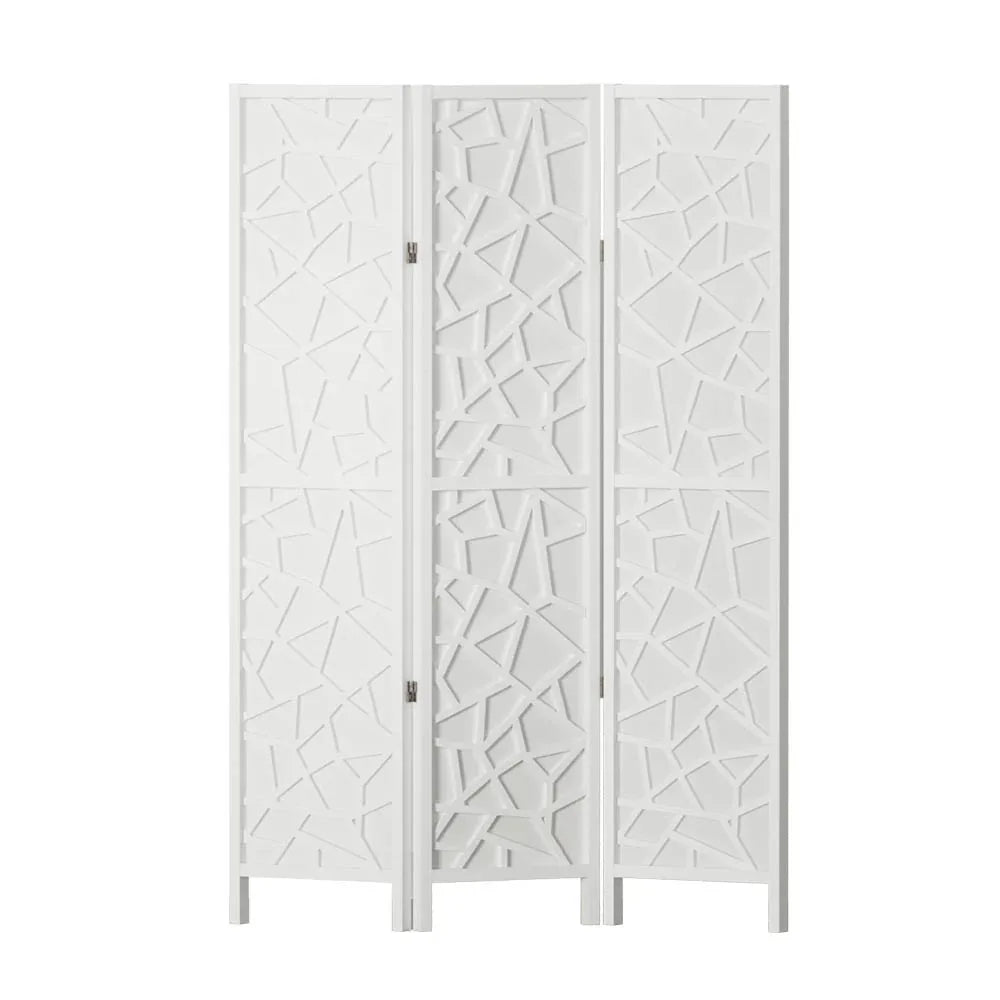 Artiss 3 Panel Room Divider Screen 122x170cm Clover White - Mekamart Australia