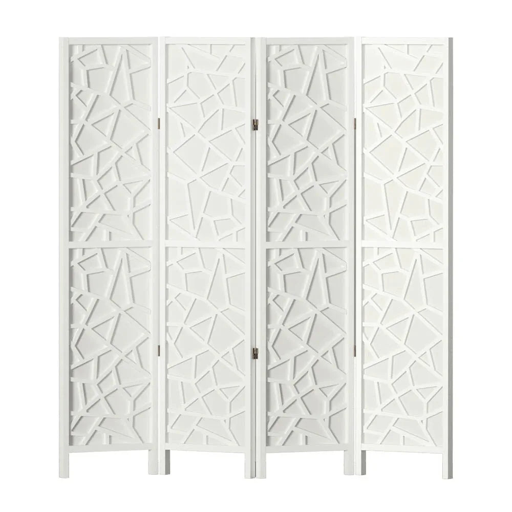 Artiss 4 Panel Room Divider Screen 162x170cm Clover White - Mekamart Australia