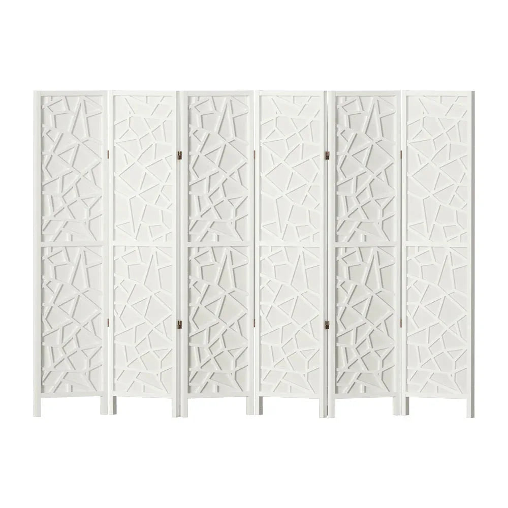 Artiss 6 Panel Room Divider Screen 244x170cm Clover White - Mekamart Australia