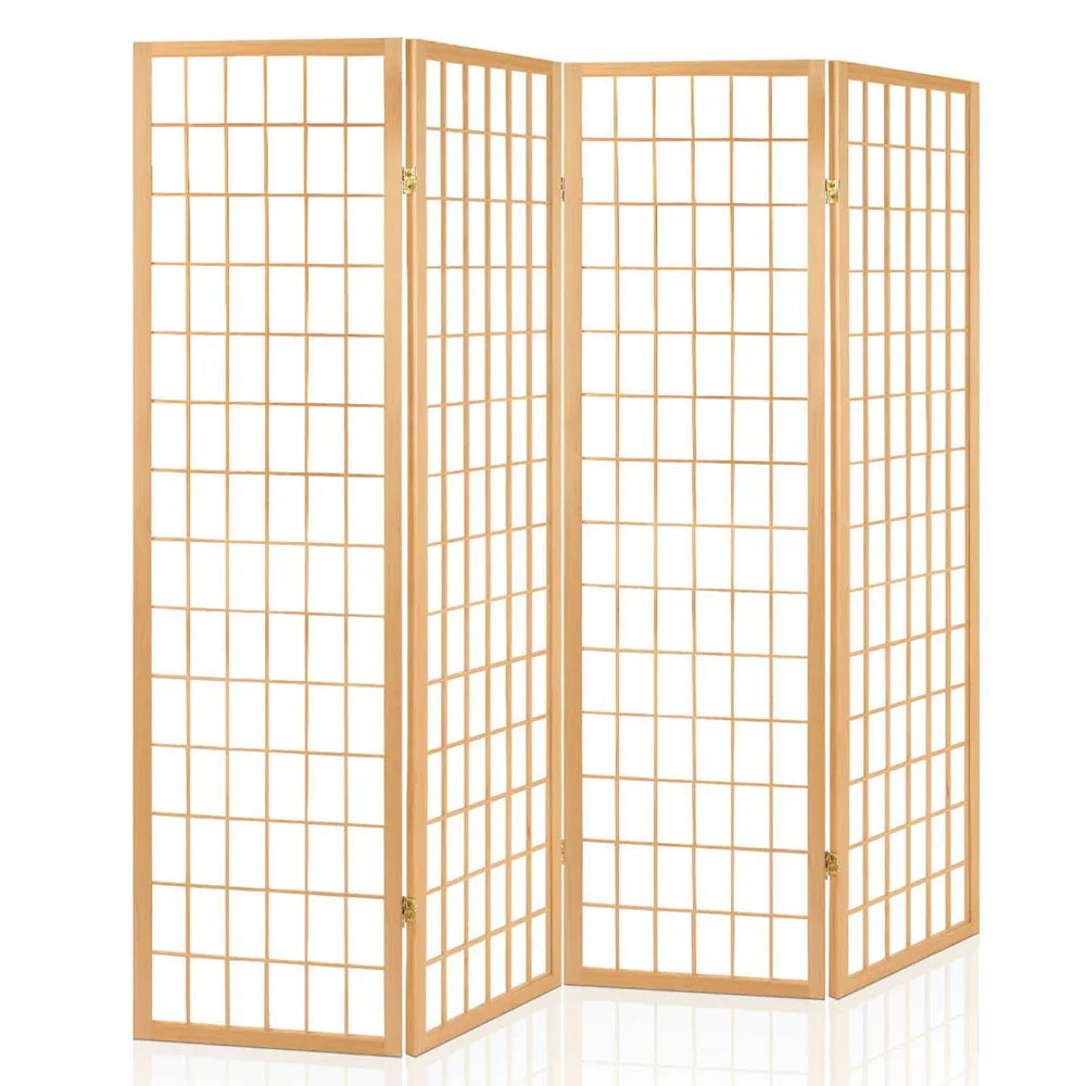Artiss 4 Panel Room Divider Screen 174x179cm Natural - Mekamart Australia