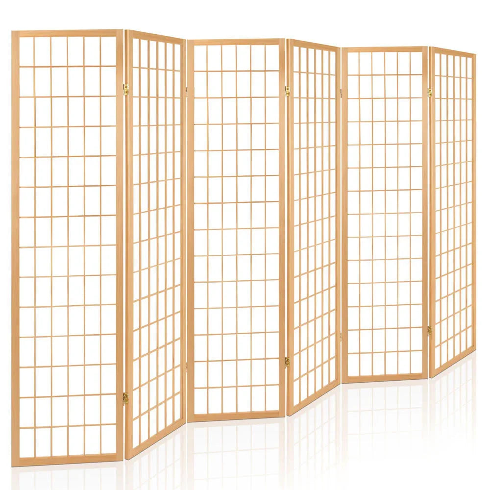 Artiss 6 Panel Room Divider Screen 261x179cm Natural - Mekamart Australia