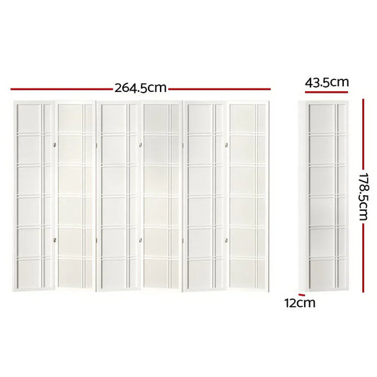 Artiss 6 Panel Room Divider Screen 265x179cm Nova White - Mekamart Australia
