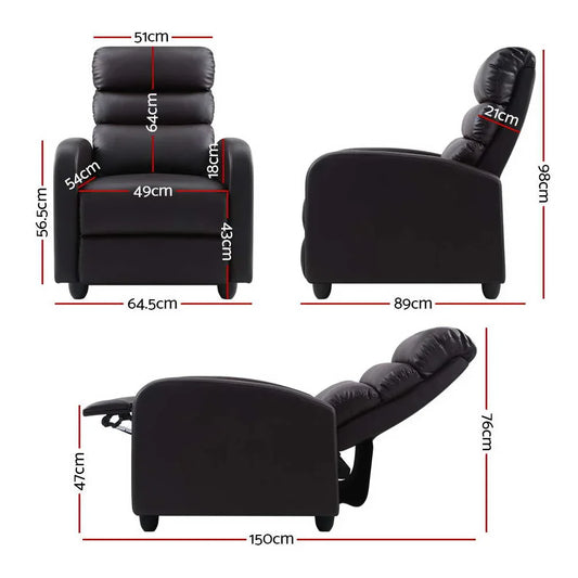 Artiss Recliner Armchair Brown Faux Leather Bolivia - Mekamart Australia