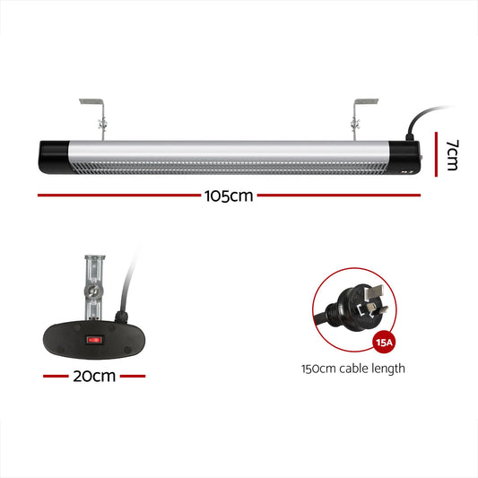 Devanti 2PCS Electric Radiant Strip Heater Outdoor Indoor Patio Infrared Heaters 3000W