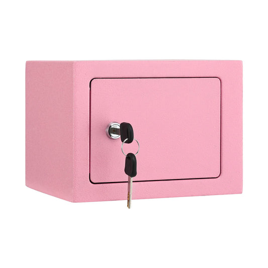UL-Tech 6.5L Small Safe Box with Key Lock for Cash Mini Home Security Safe Pink