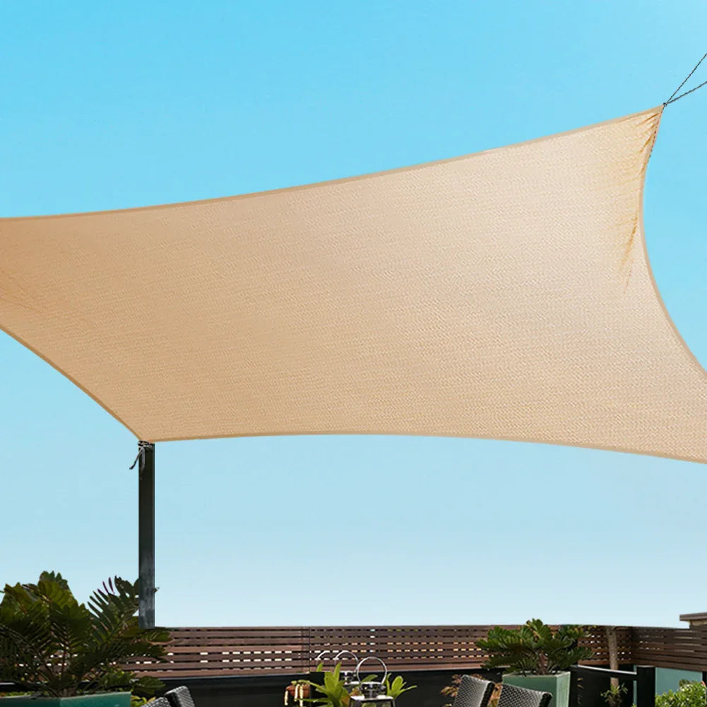 Instahut Shade Sail 2x4m Rectangle 280GSM 98% Sand Shade Cloth - Mekamart Australia