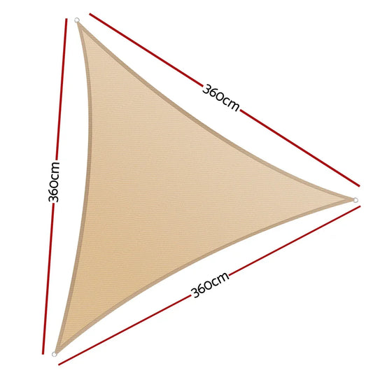 Instahut Shade Sail Cloth Shadecloth Triangle Sun Canopy 3.6x3.6x3.6M - Mekamart Australia
