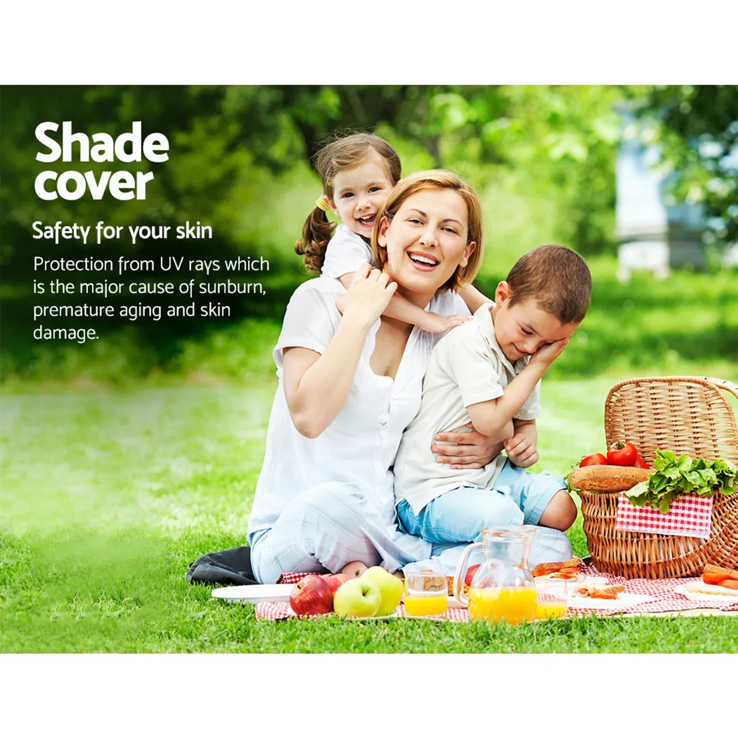 Instahut Shade Sail 4x6m Rectangle 280GSM 98% Black Shade Cloth - Mekamart Australia