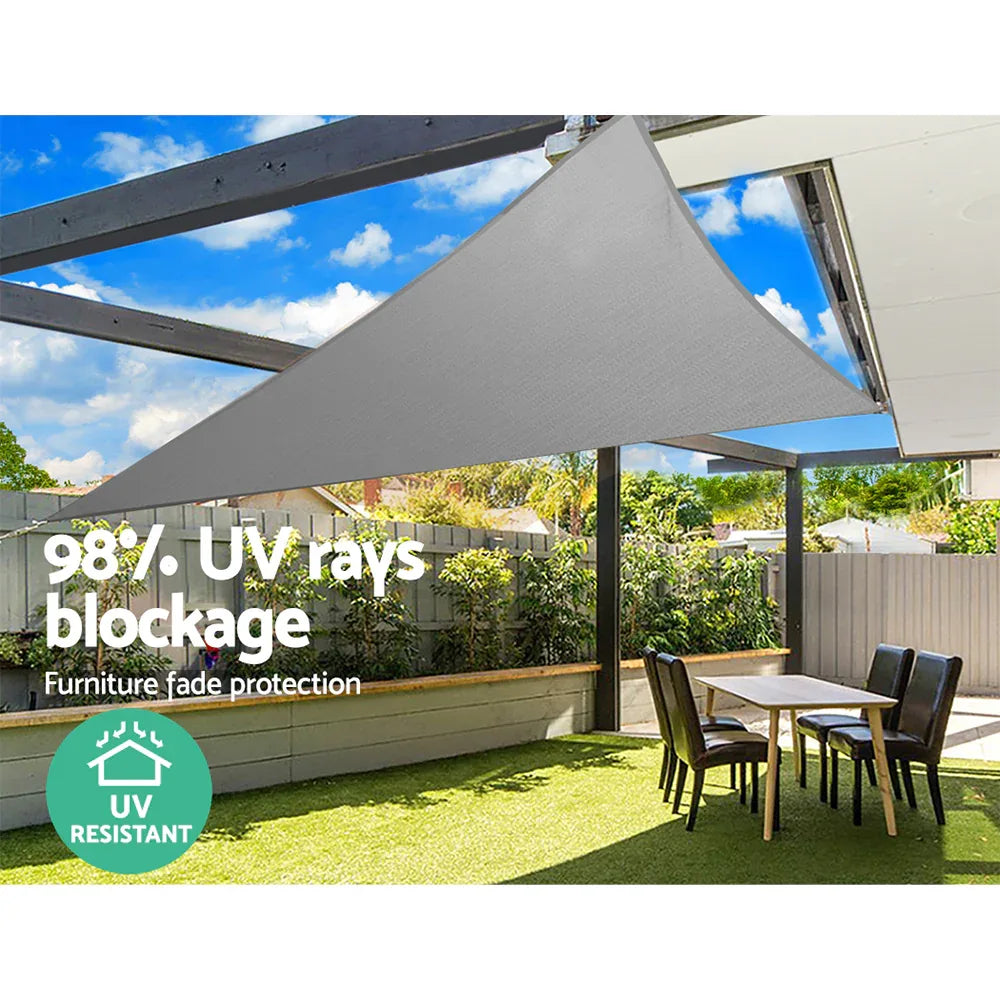 Instahut Shade Sail 5x5x5m Triangle 280GSM 98% Grey Shade Cloth - Mekamart Australia