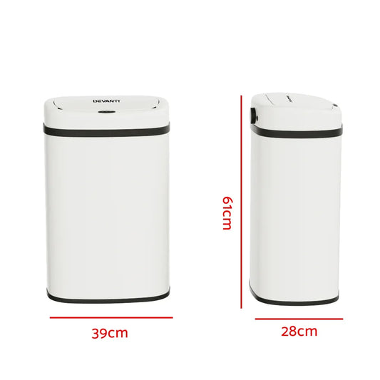 Devanti 50L Sensor Bin Motion Rubbish Automatic White - Mekamart Australia