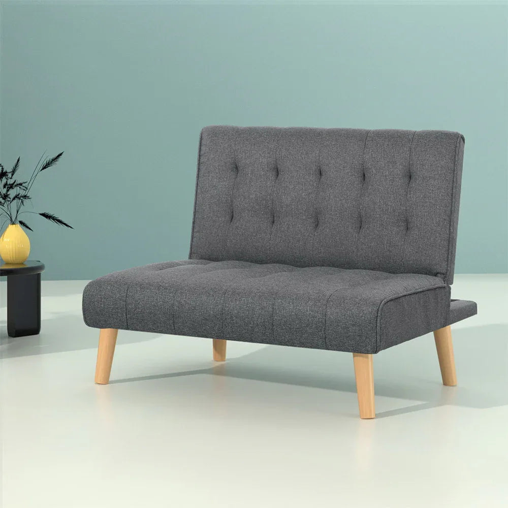 Artiss Sofa Bed Lounge Chair Couch 1 Seater Recliner Futon Bed Set Linen Grey - Mekamart Australia