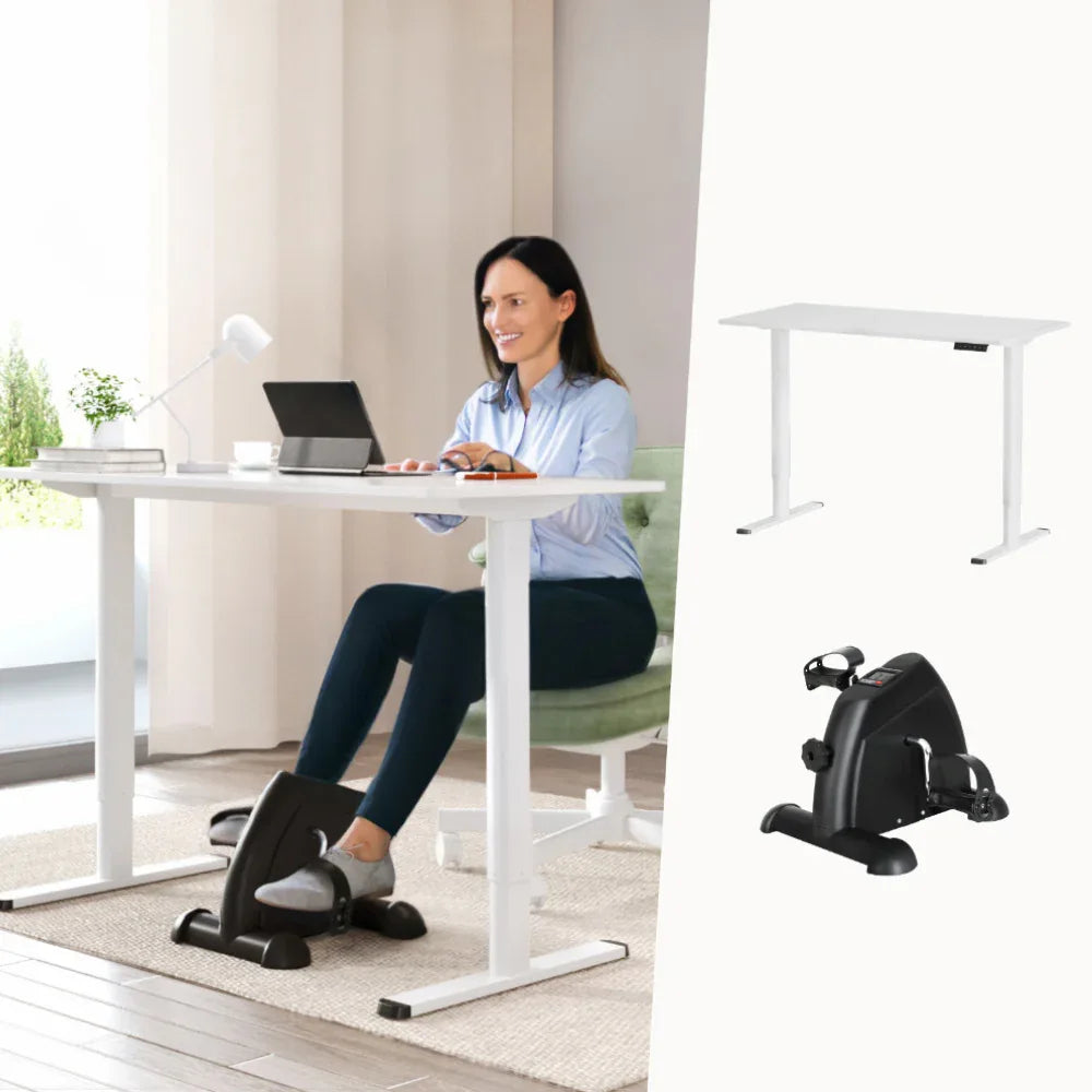 Artiss 120cm Electric Standing Desk with Mini Peal Exercise Bike Home Office - Mekamart Australia