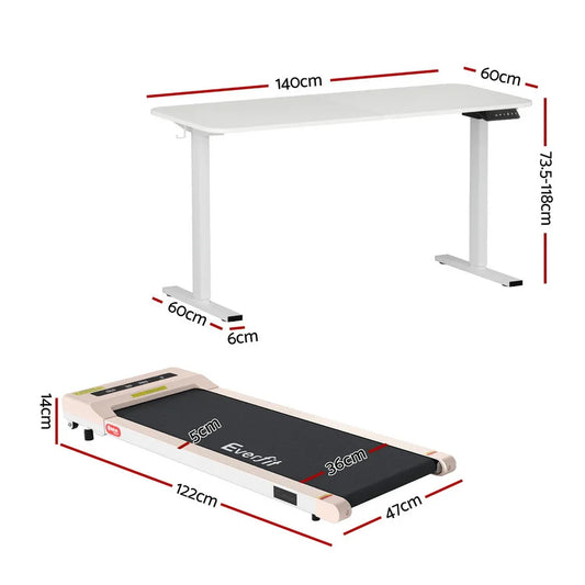 Artiss Electric Treadmill with 140cm Automatic Standing Desk Walking Pad 360mm - Mekamart Australia