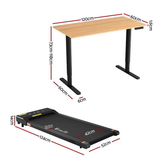 Artiss Electric Treadmill with 120cm Automatic Standing Desk Walking Pad 400mm - Mekamart Australia