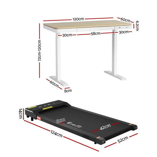 Artiss Electric Treadmill with 120cm Automatic Standing Desk Walking Pad 400mm - Mekamart Australia