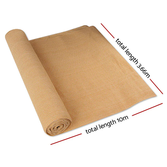 Instahut 50% Shade Cloth 3.66x10m Shadecloth Sail Heavy Duty Beige - Mekamart Australia