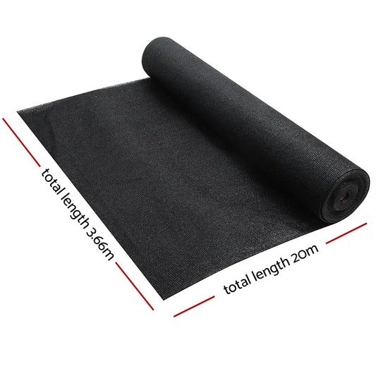Instahut 50% Shade Cloth 3.66x20m Shadecloth Sail Heavy Duty Black - Mekamart Australia