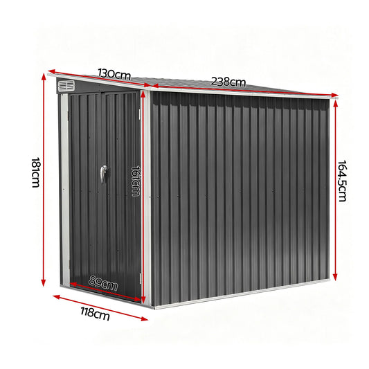 Giantz Garden Shed 118x238cm Lean To Bike Shelter Backyard Outdoor Storage
