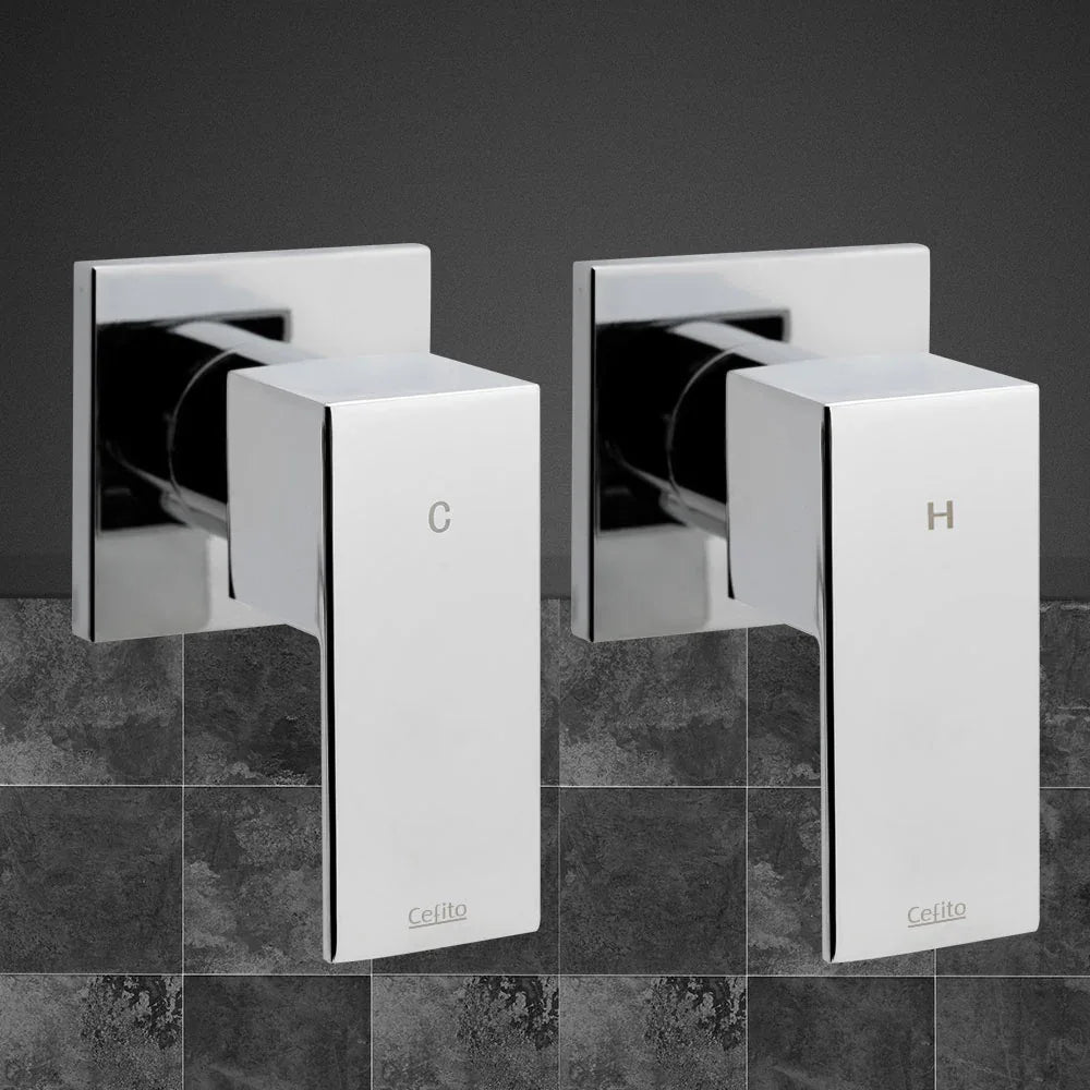 Cefito Shower Twins Tap Wall Bath Taps Brass Hot Cold Basin Bathroom Chrome - Mekamart Australia