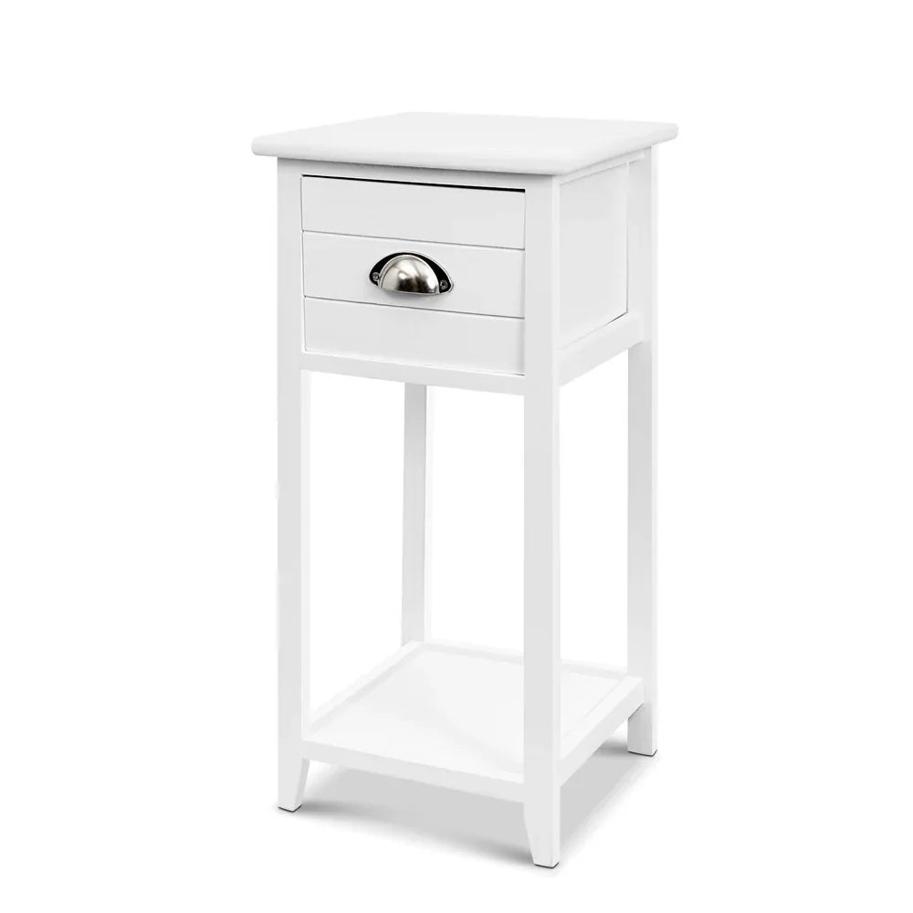 Artiss Bedside Table Vintage - THYME White - Mekamart Australia
