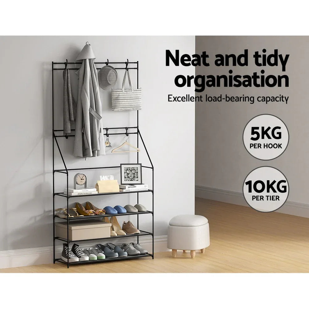 Artiss Shoe Rack Hall Tree 16 Pairs Black - Mekamart Australia