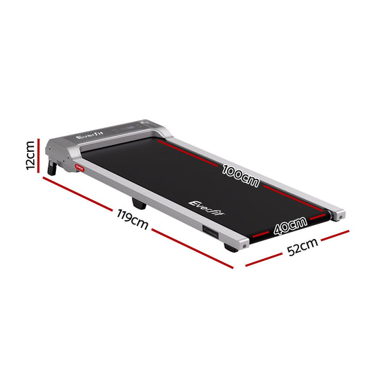 Everfit 3 in 1 Walking Pad Treadmill 12% Incline Under Desk Treadmills for Home Gym With 40cm Wide Belt Sliver