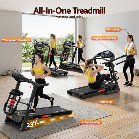 Everfit Treadmill Electric Home Gym Fitness Exercise Machine w/ Massager 480mm