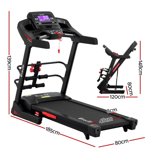 Everfit Treadmill Electric Home Gym Fitness Exercise Machine w/ Sit Up Bar 480mm