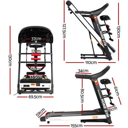 Everfit Treadmill Electric Home Gym Fitness Exercise Machine w/ Massager 450mm
