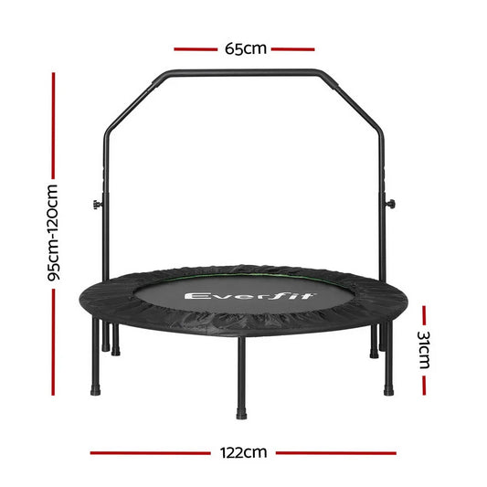 Everfit 48inch Round Fitness Trampoline Rebounder Adjustable Handrail Green - Mekamart Australia