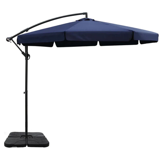 Instahut 3m Outdoor Umbrella w/Base Cantilever Garden Beach Patio Navy - Mekamart Australia