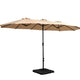 Instahut 4.57m Outdoor Umbrella w/Base Stand Beach Pole Garden Tilt Beige - Mekamart Australia