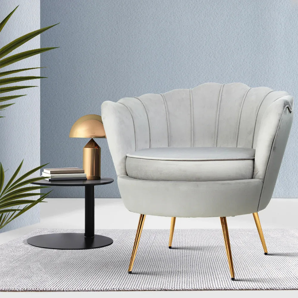 Artiss Armchair Velvet Grey Callista - Mekamart Australia