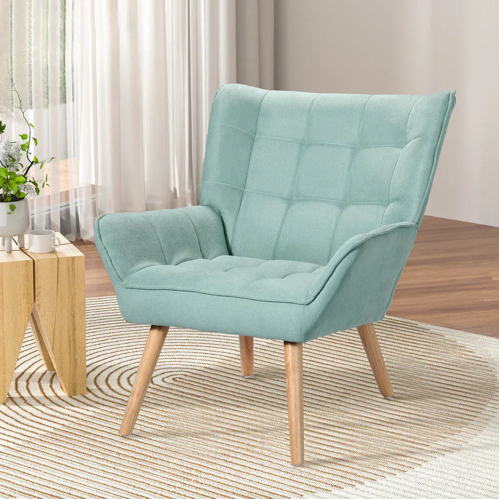 Artiss Armchair Lounge Chair Accent Chairs Sofa Linen Fabric Cushion Seat Blue - Mekamart Australia