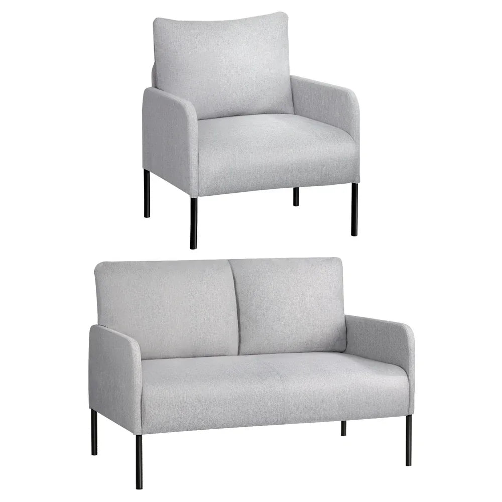 Artiss Armchair 4 Seater Sofa Set Pillow Gery Kane - Mekamart Australia