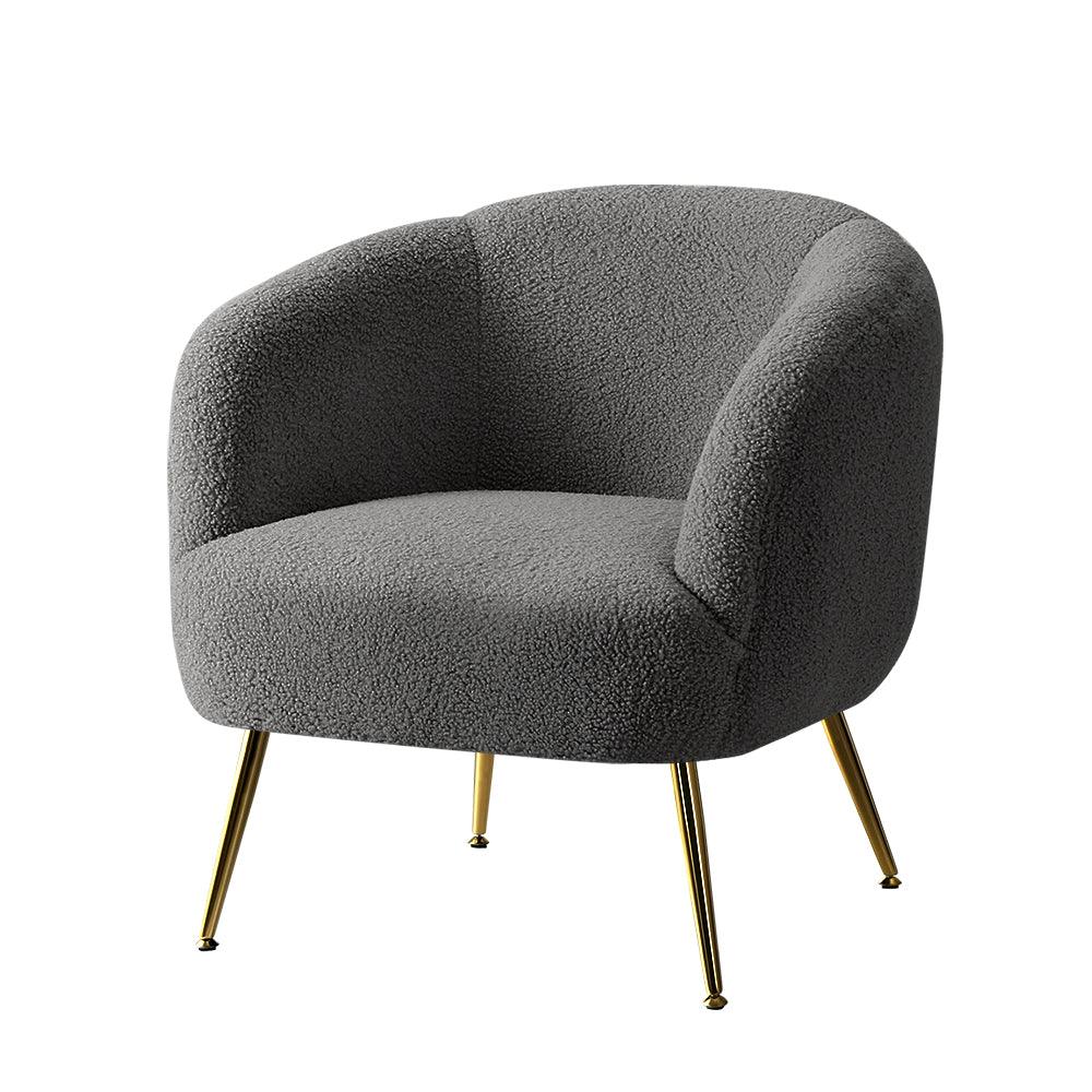 Artiss Armchair Lounge Chair Accent Chairs Arm Armchairs Sherpa Boucle Charcoal - Mekamart Australia