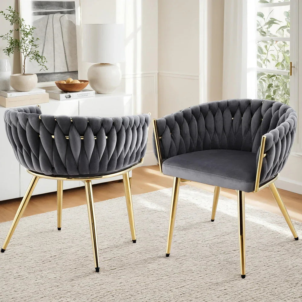 1 Set of 2 Artiss Dining Chairs Velvet Armchair Grey - Mekamart Australia