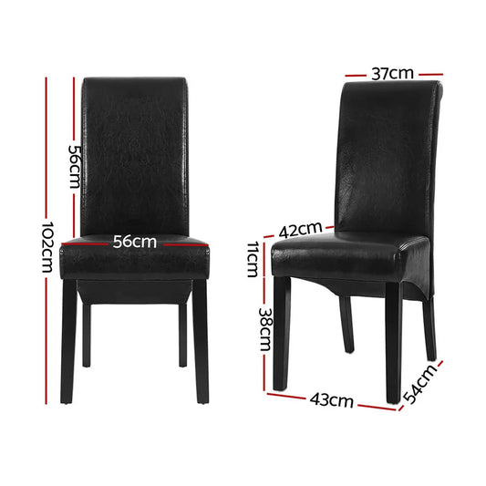 Artiss Dining Chairs Set of 2 Leather Parsons Chair Black - Mekamart Australia