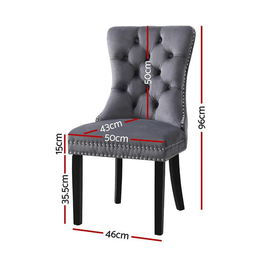 1 Set of 4 Artiss Dining Chairs Grey Velvet - Mekamart Australia