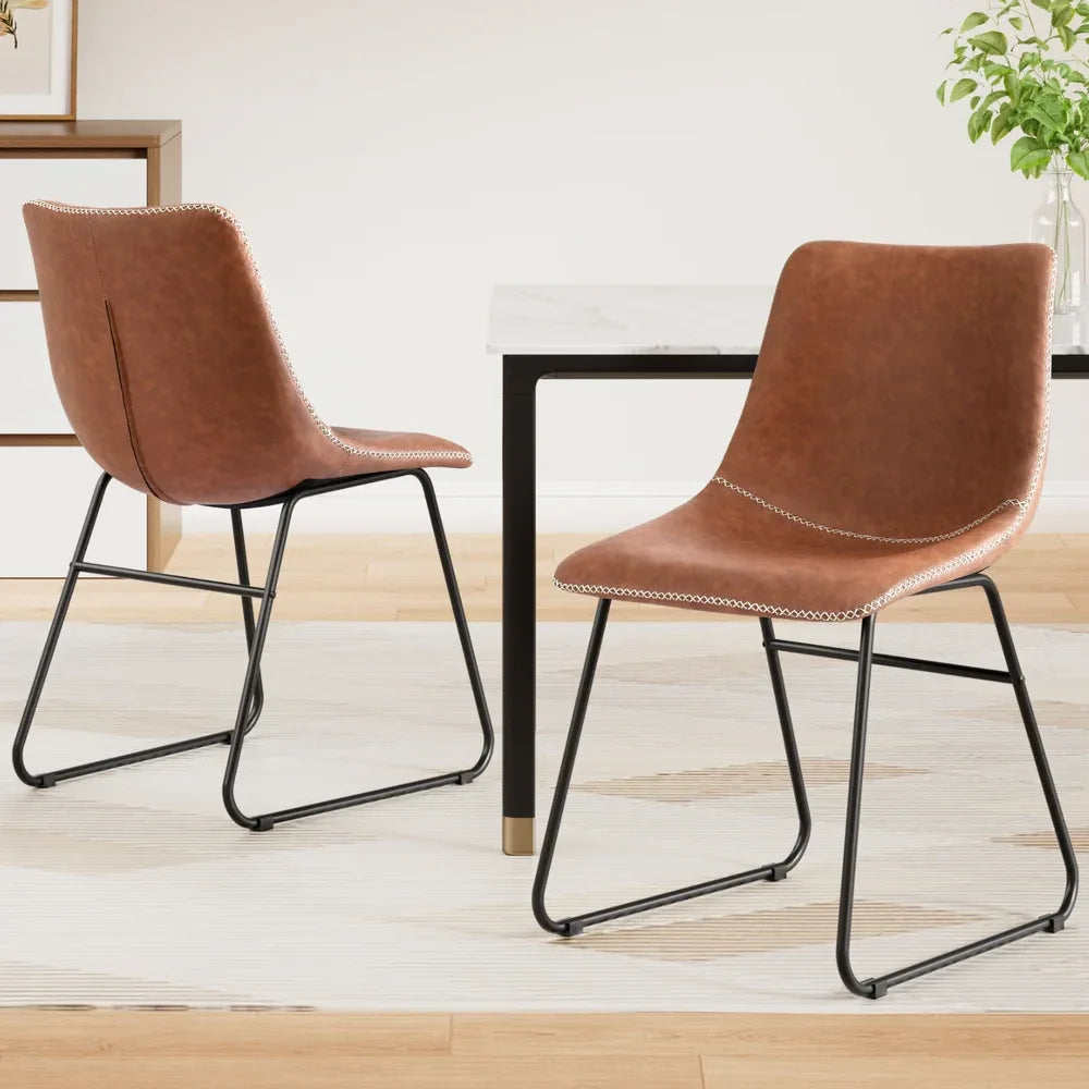Artiss 2x Dining Chairs Retro PU Leather Kitchen Lounge Cafe Accent Chair Brown - Mekamart Australia