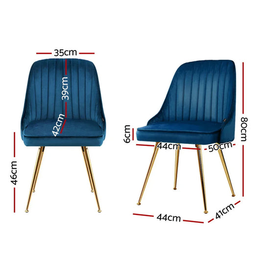 Artiss Dining Chairs Set of 4 Velvet Channel Tufted Blue - Mekamart Australia