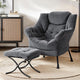 Artiss Armchair Accent Chair Ottoman Lounge Footrest Velvet Grey - Mekamart Australia