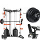 SmartFit C1 Max Multi Functional Cable Crossover Station 140kgs Pin Loaded Machine + Multi Func Bench+7Ft Olympic Barbell + 100kgs Weights - Mekamart Australia